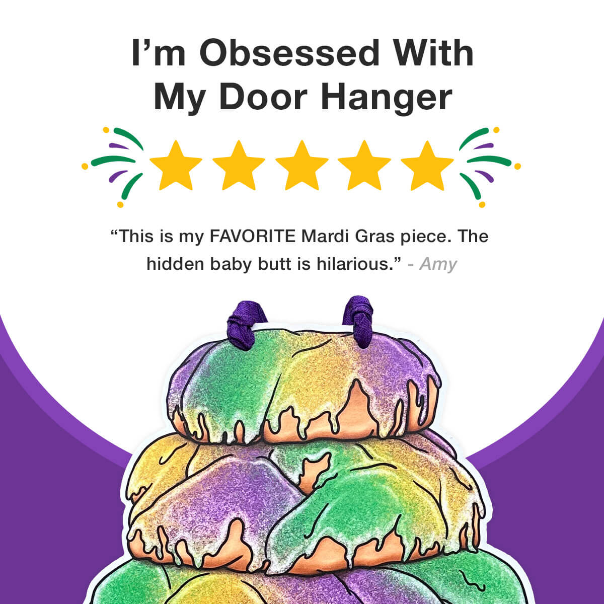 King Cake Tower Door Hanger