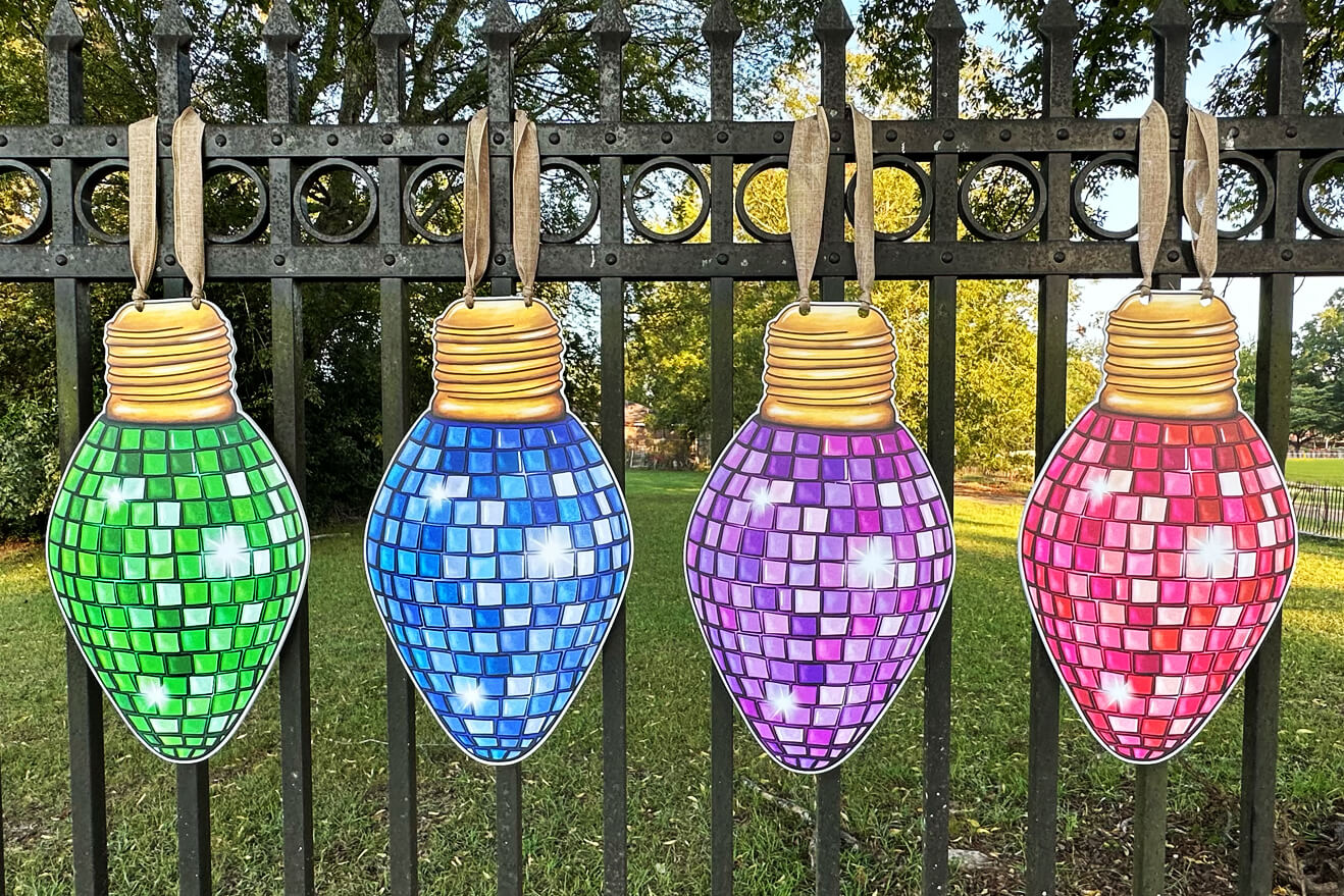 Disco Christmas Light Bulb Door Hanger
