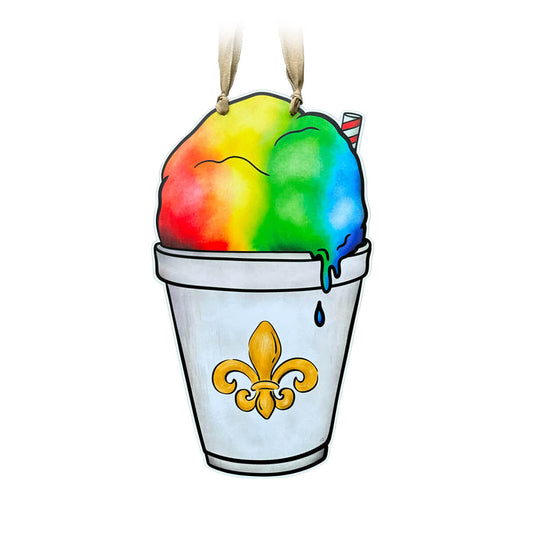 Rainbow Fleur-De-Lis Snoball Door Hanger