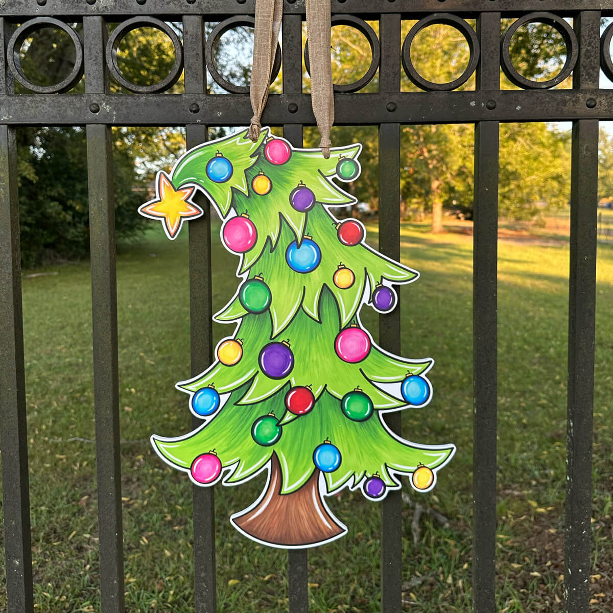 Leaning Christmas Tree Door Hanger