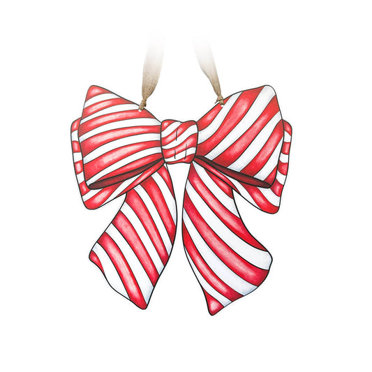 Christmas Candy CanePeppermint Bow Door Hanger