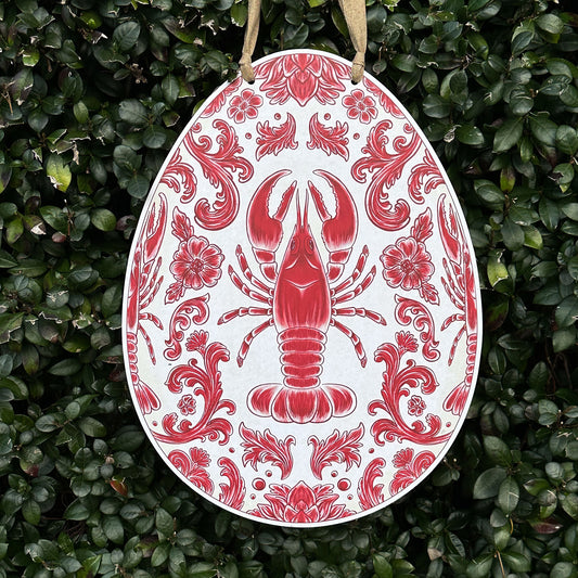 Crawfish Chinoiserie Easter Egg Door Hanger