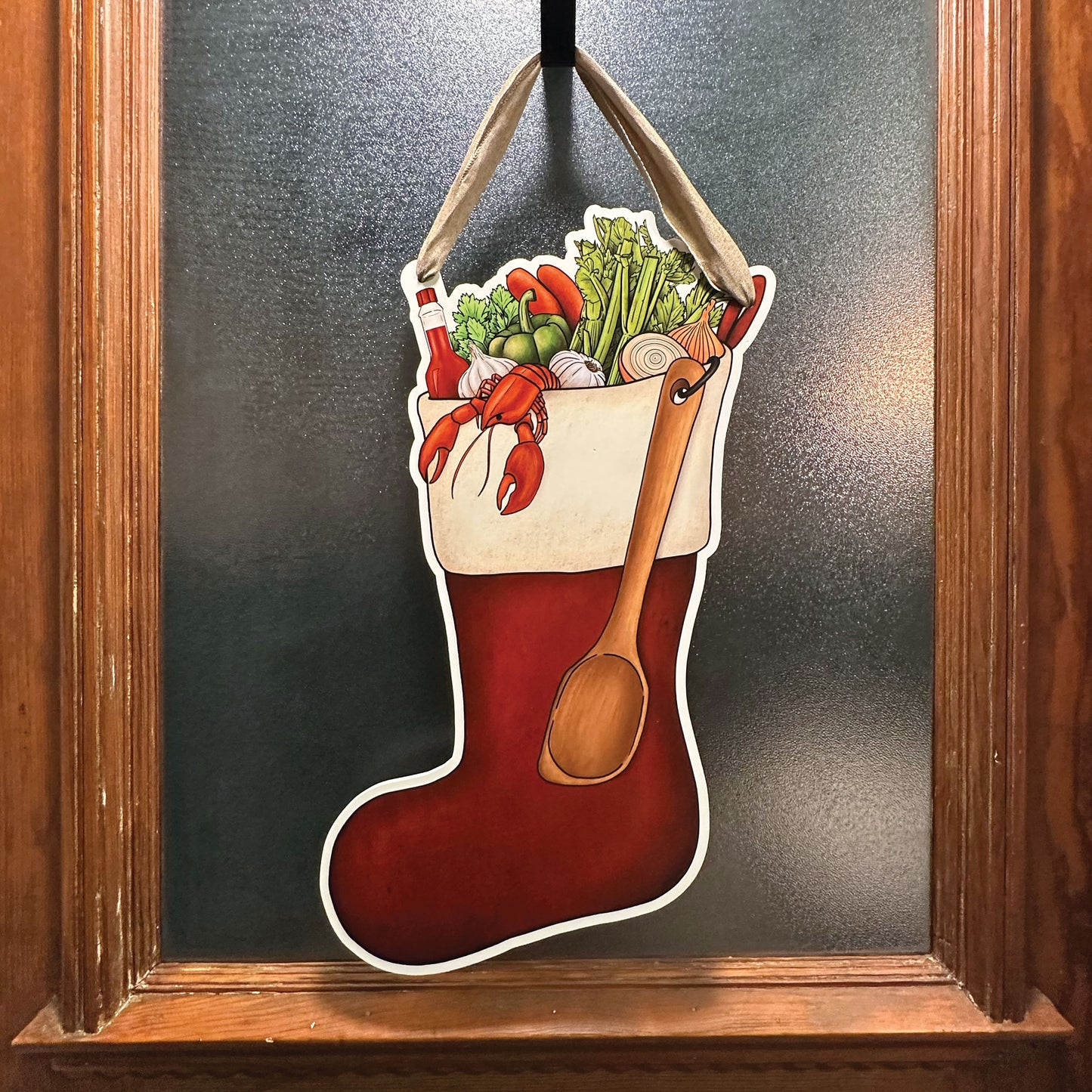 Cajun Christmas Stocking Door Hanger