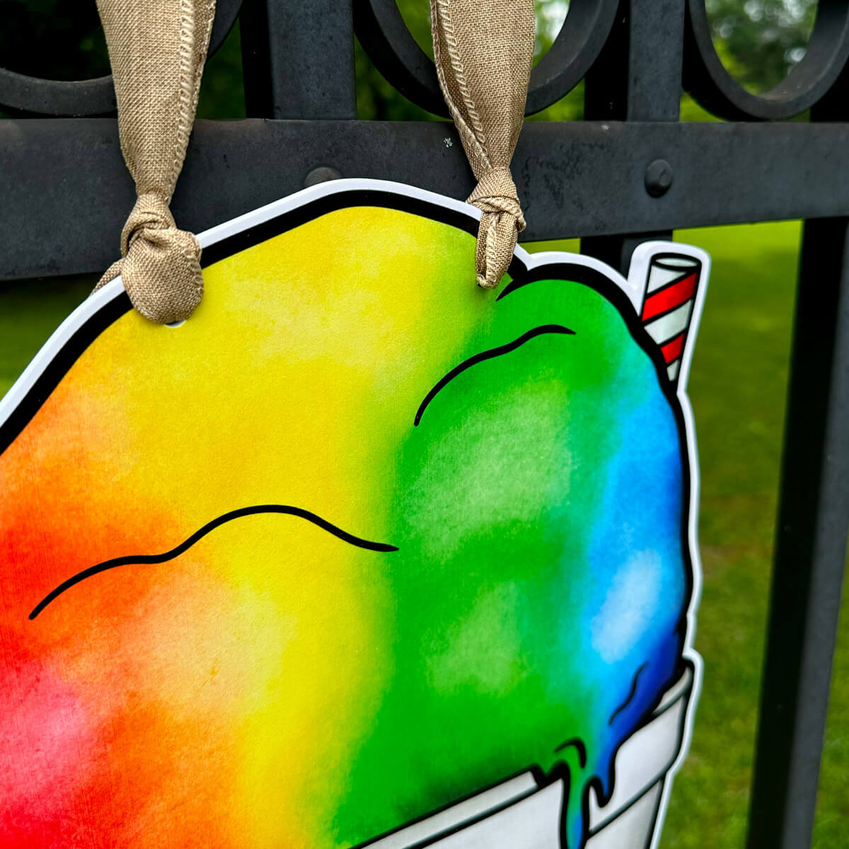 Rainbow Fleur-De-Lis Snoball Door Hanger