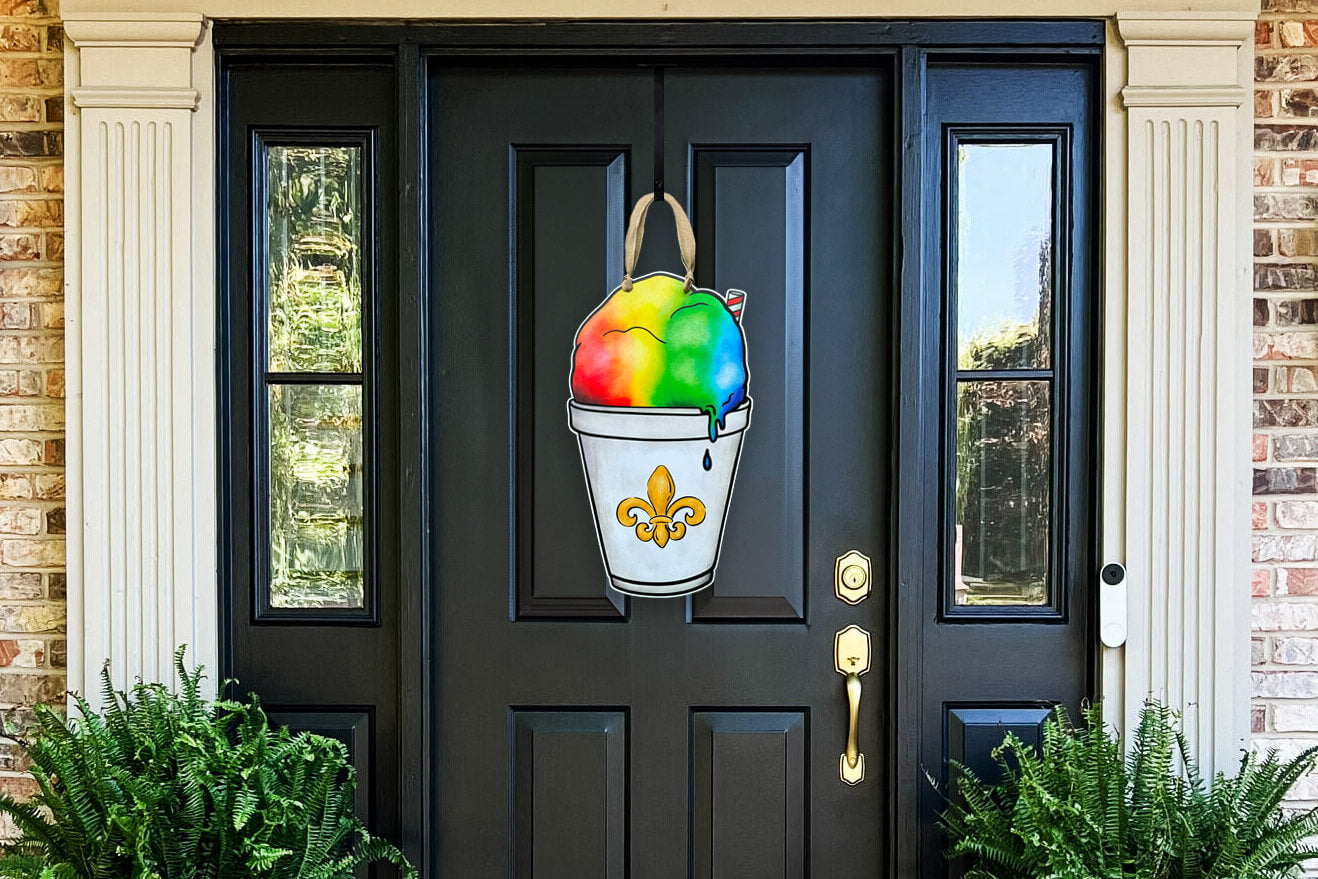 Rainbow Fleur-De-Lis Snoball Door Hanger
